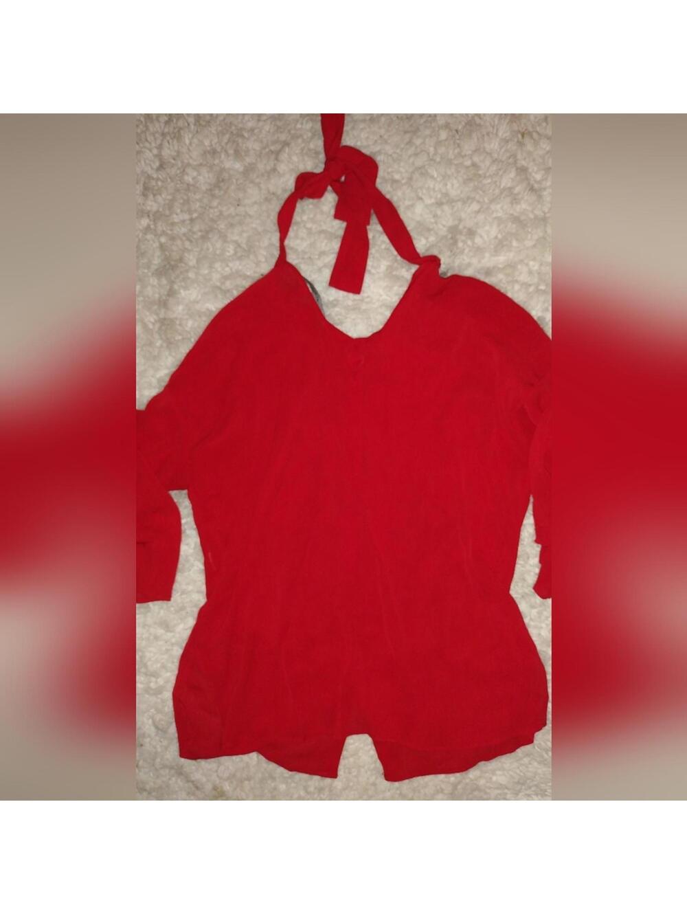 Zara semi sheer red blouse